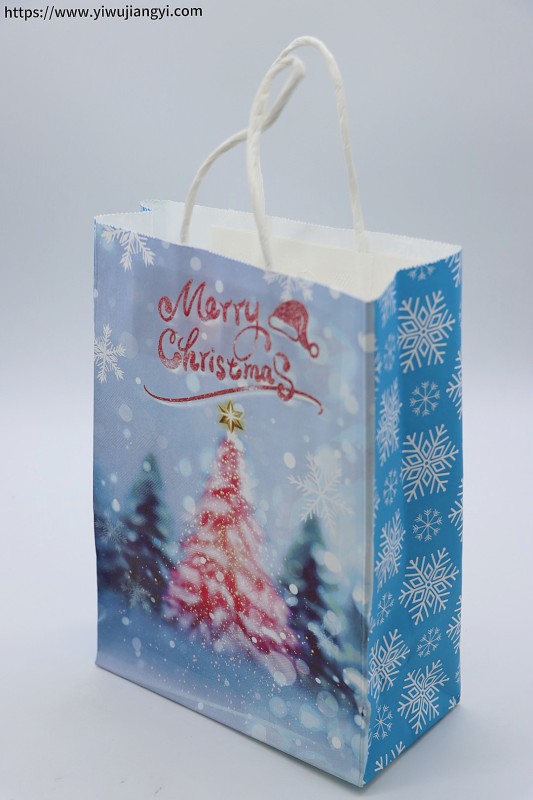 Christmas Pink and Blue Snowflake Christmas Tree Paper Bag